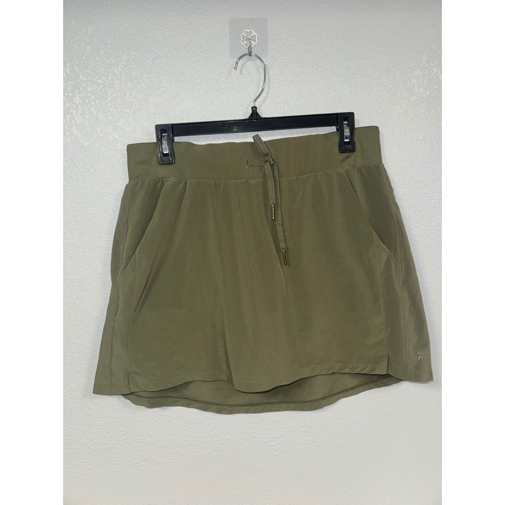 All in Motion Olive Green Active Skort Drawstring Waist Zip Pocket Medium